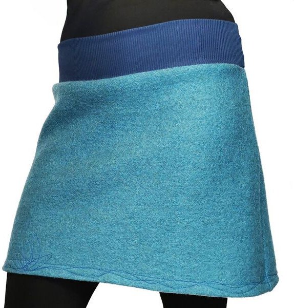 Rock Wollrock kurz Wollwalk bio Unikat mit Stickerei liebewicht