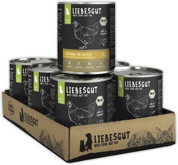 Liebesgut Tiernahrung Bio-Huhn mit Bio-Apfel und Bio-Buchweizen