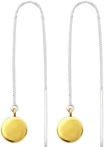 LUXAA Zarter Ketten-Ohrring mit Scheibe aus 925er Sterling Silber - Gold/Silber