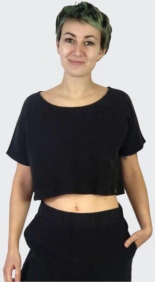 LUMEN organic Shirt CROPPED Leinen schwarz