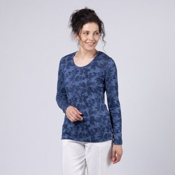 Kokon Zwo Basic Rundhalsshirt Langarm 30% Seide (peacesilk), 21% Leinen