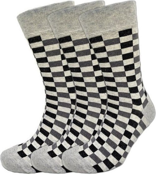 BLS Organic 3er Set GOTS zertifiziert 98 % Bio-Baumwolle Check Pattern Socken