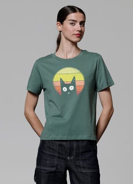watapparel T-Shirt Frauen Sunset Cat