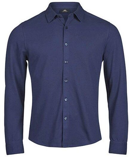 TeeJays Herren Men Stretch Hemd Langarm Pique Stoff