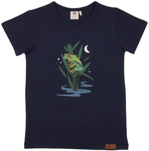 Nachhaltiges Walkiddy Red-Eyed Tree Frogs T-Shirt Dunkelblau - Umweltfreundlich & Allergikerfreundlich – GOTS zertifizie...