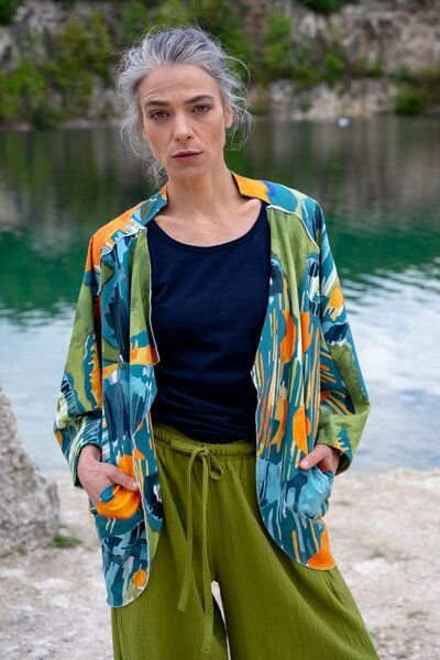 Thumbnail - Cape Komodo – Kimono-Stil – Universal – Locker Schnitt – Bio-Baumwolle mit Elasthan – Farbenfrohes Print KOKOworld – Fai...