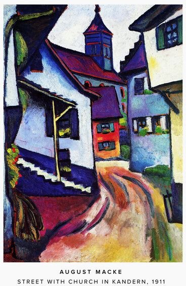 Photocircle Poster / Leinwandbild - August Macke: Straße mit Kirche in Kandern - Ausstellungsposter