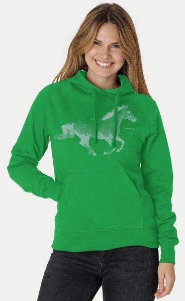 Peaces.bio - handbedruckte Biomode Bio-Damen-Kapuzensweater Horsepower