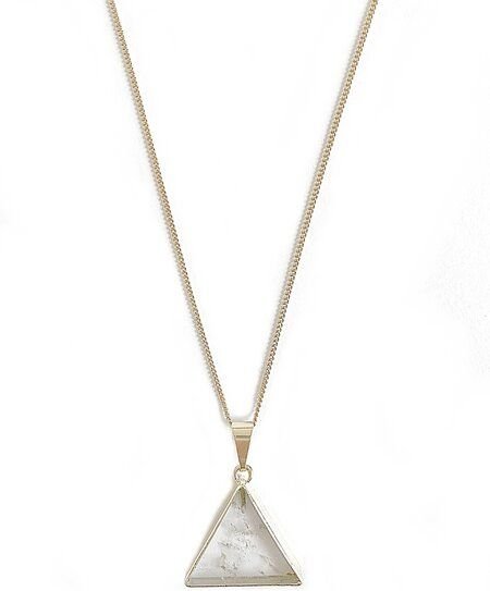 Crystal and Sage Bergkristall Dreieck Halskette, aufrecht, vergoldet oder versilbert