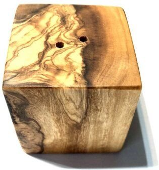 Olivenholz erleben Salz- oder Pfefferstreuer in Würfelform aus Olivenholz