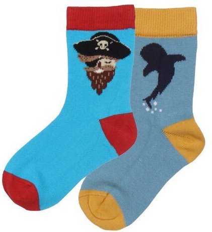 Baby Socken Bio-Baumwolle GOTS "Pirate Ships & Whales" dunkelblau – vegane, weiche Walkiddy Socken mit maritimem Motiv f...