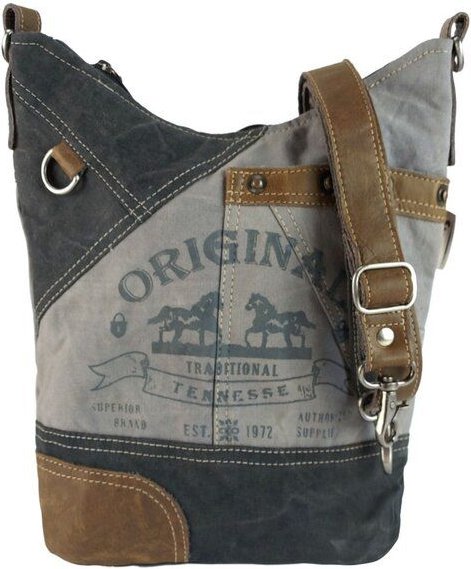 Sunsa Hobo Tasche Canvas Umhängetasche mit Pferdemotiv graue Schultertasche