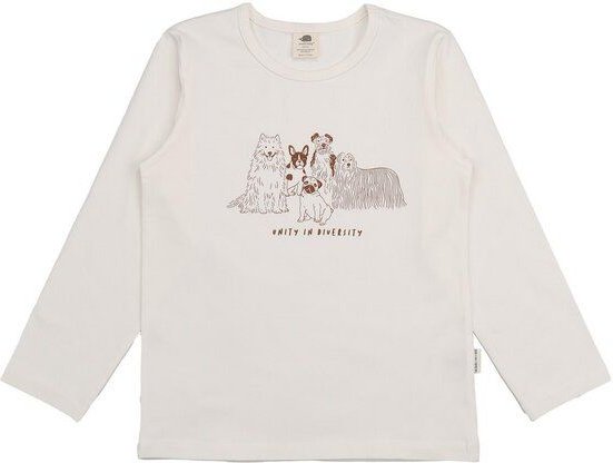 Kinder Langarmshirt GOTS-zertifiziert aus Bio-Baumwolle creme mit Hunde-Motiv – Walkiddy