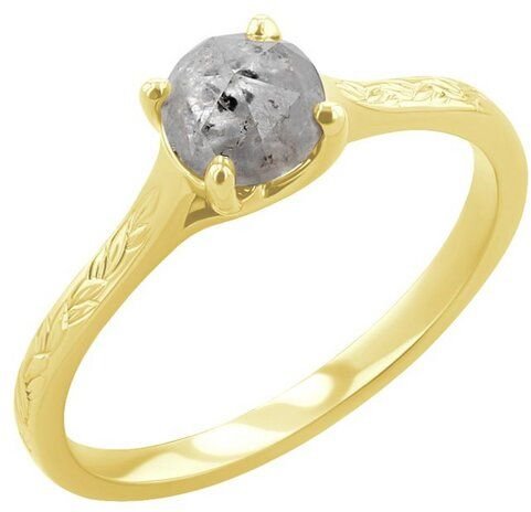 Eppi Goldener von Hand gravierter Ring mit einem Salt and Pepper Diamanten Aldora