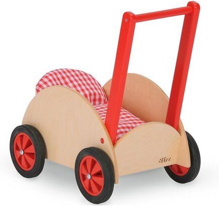 Bätz Holzspielwaren Puppenwagen aus Buche massiv. Inkl. Kissen und Decke.