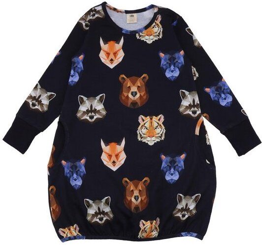 Baby Kleid Dunkelblau „Reflection Animals“ aus GOTS-zertifizierter Bio-Baumwolle – Walkiddy