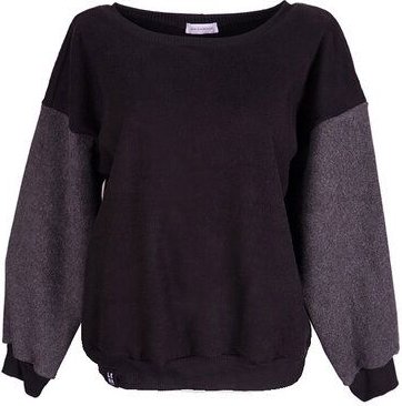 Lena Schokolade Baumwoll-Fleece Pullover schwarz-anthrazit aus Bio-Baumwolle