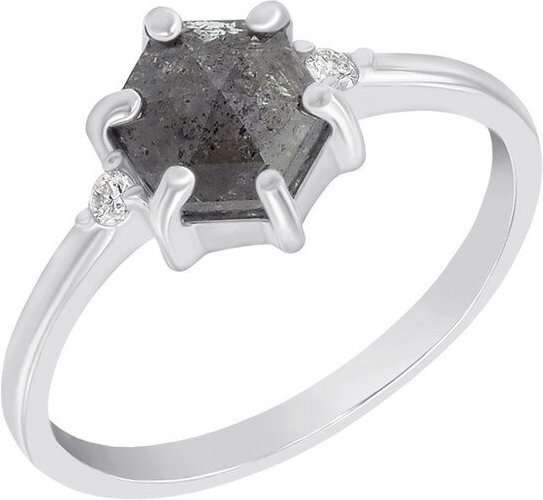 Thumbnail - Eppi Goldring mit Salt and Pepper Diamant und Diamanten Felice