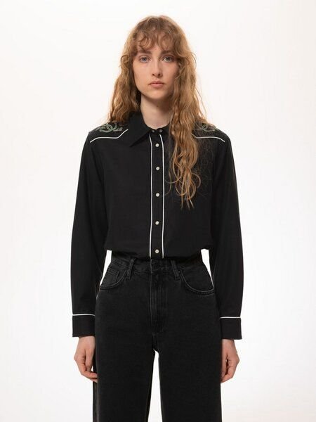 Nudie Jeans Bluse Stella Piping aus TENCEL Baumwoll Mix