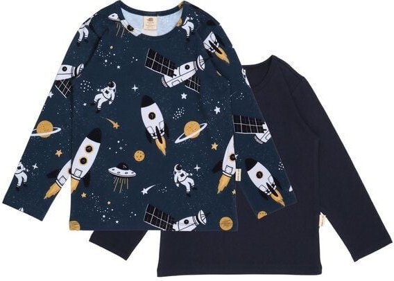 Langarmshirt Kinder Bio-Baumwolle Space Trip dunkelblau GOTS zertifiziert weiches Jerseyshirt von Walkiddy unisex Motiv ...
