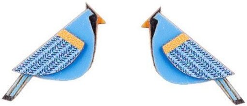BeWooden Holzohrringe Blue Cutebird – handgefertigter, nachhaltiger Schmuck mit Vogelmotiv