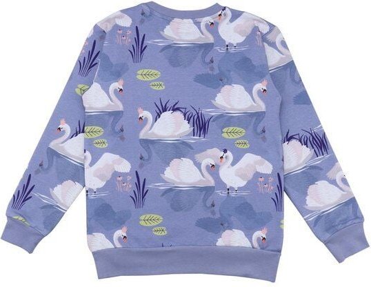 Baby Sweatshirt GOTS zertifiziert Bio-Baumwolle, Lila, Schwan-Muster, Walkiddy