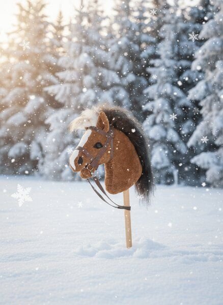 Pat und Patty Hobby Horse / Steckenpferd aus Baumwollsamt mit einem Gebiss