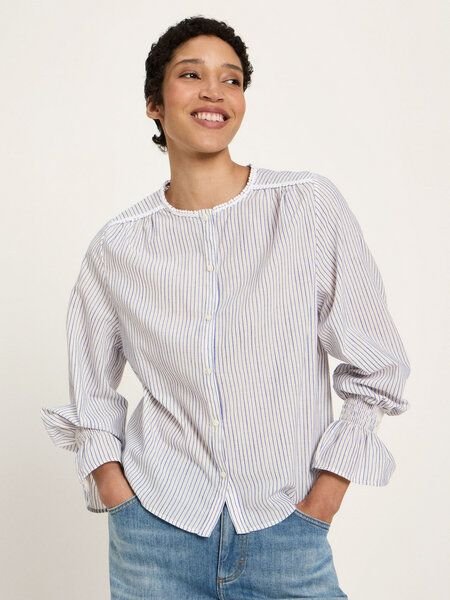 LANIUS Bluse mit Spitze (GOTS) aus Bio-Baumwolle, ECOVERO und Leinen