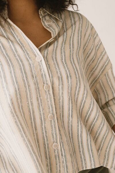 TIRALAHILACHA Hallow Tencel oversized trace print shirt