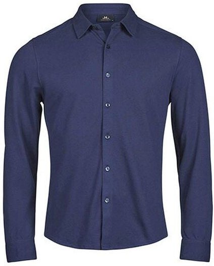 TeeJays Herren Men Stretch Hemd Langarm Pique Stoff