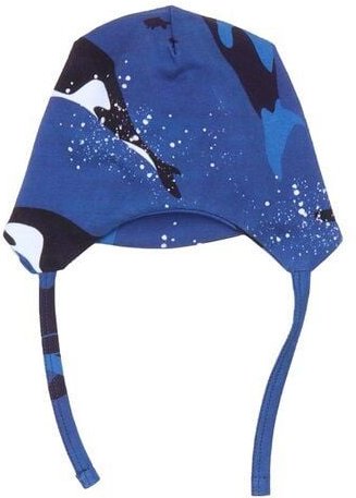 Walkiddy Nachhaltige Mütze in Dunkelblau - Playful Orcas, Allergikerfreundlich & Umweltfreundlich – GOTS zertifiziert