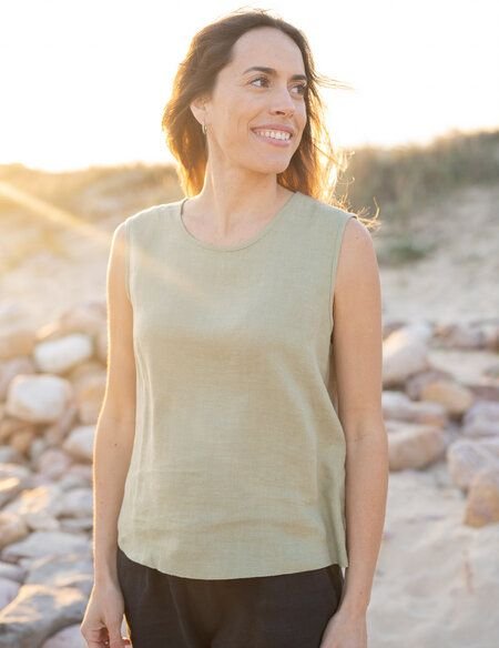 FUXBAU Frauen Leinentop