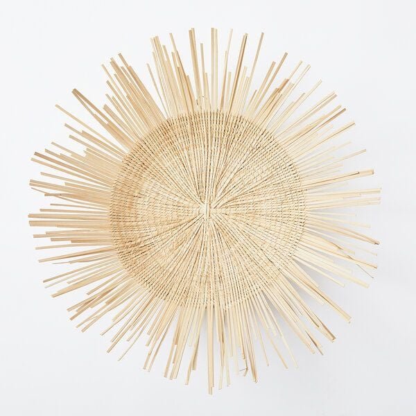 By Native Wanddeko kleiner Sonnenteller aus Palmfaser, handgeflochten
