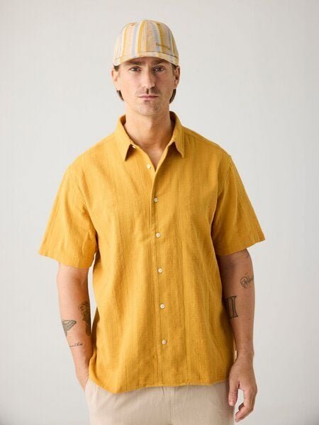 KnowledgeCotton Apparel Lockeres Kurzarmshirt mit Struktur aus Bio-Baumwolle