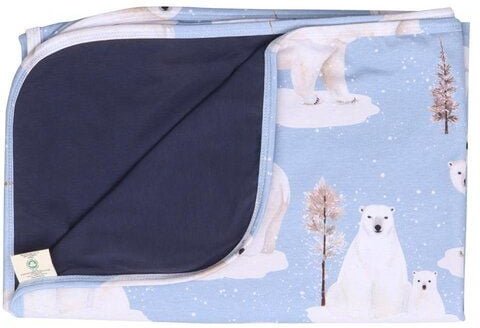 Babydecke „Polar Bear Family“ aus Bio-Baumwolle in Blau – GOTS-zertifiziert, Walkiddy