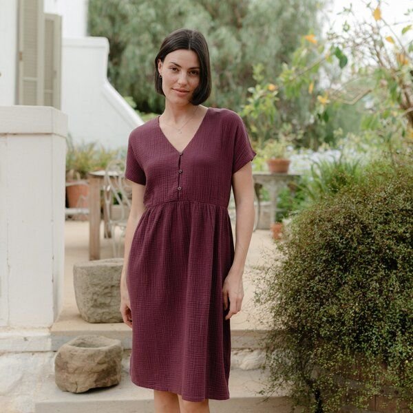 NORDLICHT Damen Musselin Kleid aus 100% Bio-Baumwolle ALMA