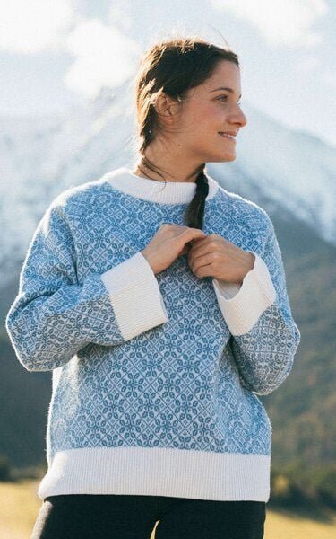 Kopyto BARIBAL - Damen Oversize-Stickpullover Beskiden-Muster 100% Merinowolle RWS