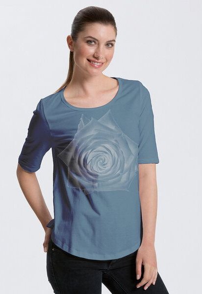 Peaces.bio - handbedruckte Biomode Bio-Halbarm Shirt Rose Damen