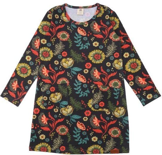 Tunika Bio-Baumwolle Anthrazit - Walkiddy "Cheerful Flowers" umweltfreundlich, GOTS-zertifiziert, elastisch, stilvoll, n...