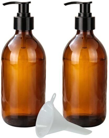 mikken Pumpspender braun 500 ml widerverwendbarer Seifenspender aus Braunglas 0,5 Liter Apothekerqualität