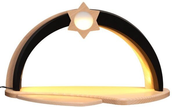 Zeidler Erzgebirge Moderner Lichterbogen Schwibbogen natur braun mit LED-Beleuchtung