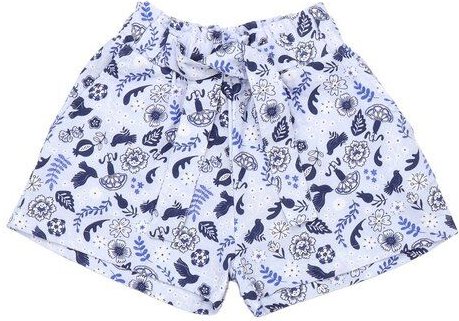 Kinder Shorts Bio-Baumwolle GOTS „Blue Birds and Flowers“ – Walkiddy, kurze Hose mit elastischem Bund, weich, bequem und...