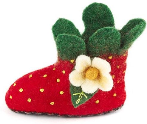 short'n'pietz Hausschuhe Erdbeere handgefilzt für Babies und Kinder