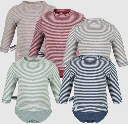 Baby Langarm T-shirt Body, gestreift 'OrganicEra' aus Bio Baumwolle