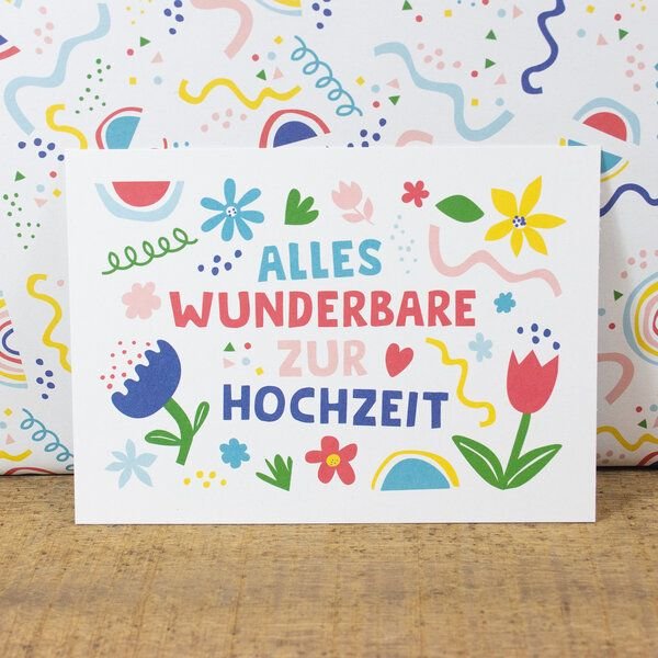 Bow & Hummingbird Postkarte Alles Wunderbare zur Hochzeit