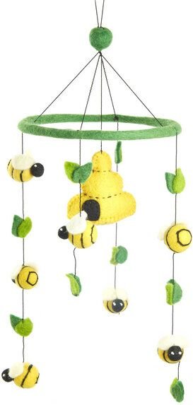 short'n'pietz Mobile mit Bienenstock und Bienen, handgefilzt