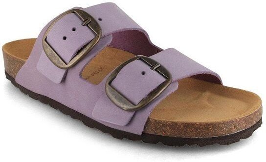 Tuffeln Leder-Pantoletten Föhr mit weichem Kork-Fußbett Zweischnaller-Sandalen