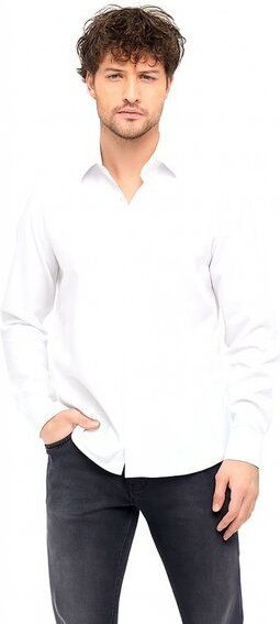 BUFFON ITALY Herren Business Hemd Bio-Baumwolle weiss schwarz Classic Fit Slim Fit