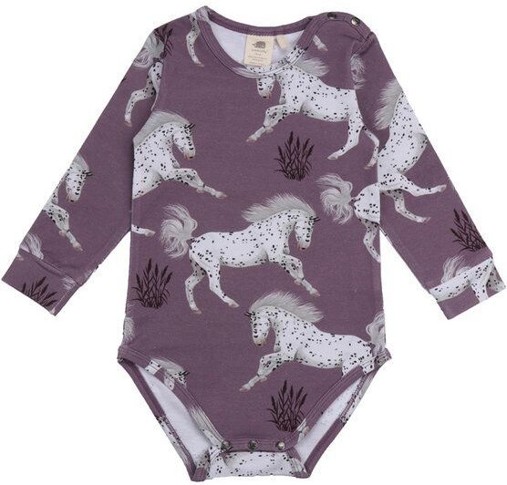 Langarm Body Baby Bio Baumwolle Lila Schimmel-Motiv - Walkiddy