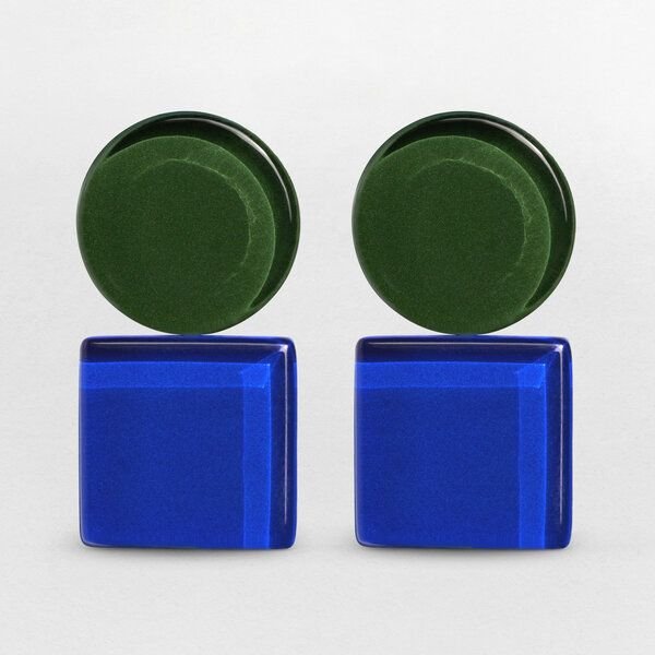 ALEXASCHA Geometrische Clip Ohrringe aus Glas | Bauhaus Design | 16 Farbkombinationen